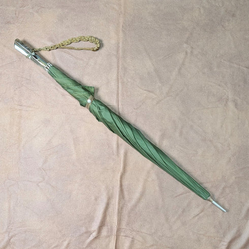 Vintage British small umbrella with plastic handle, green, 63cm, St Michael